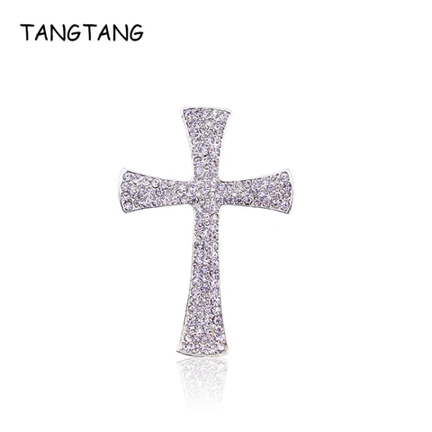 Брошь серебряного цвета с кристаллами  TANGTANG