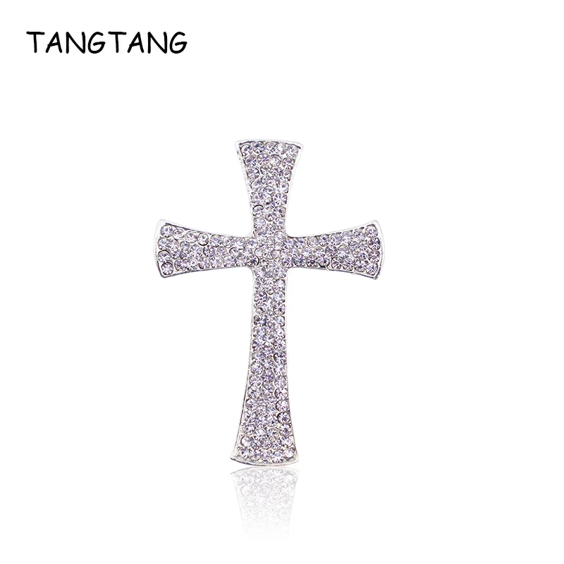 Брошь в виде Креста Иисуса христианства кресты булавка Посеребренная полный