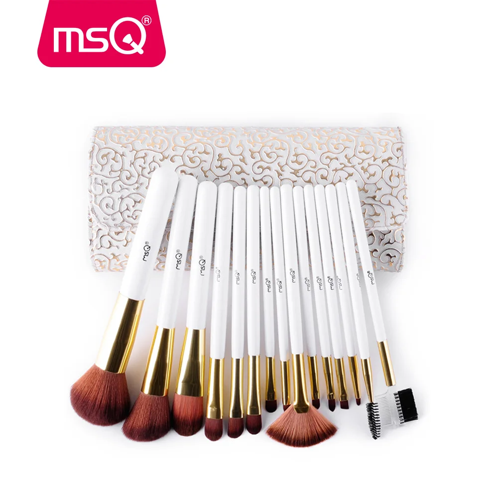 Набор кистей для макияжа MSQ 15 шт. набор пудра тени век с чехлом из ПУ кожи