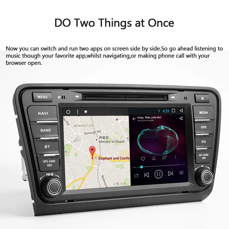 2 Din Car DVD Player GPS For Skoda Octavia A7 Rapid Spaceback 2014 2015 2016 2017 Android 8.1 Multimedia Stereo Radio Navigation |