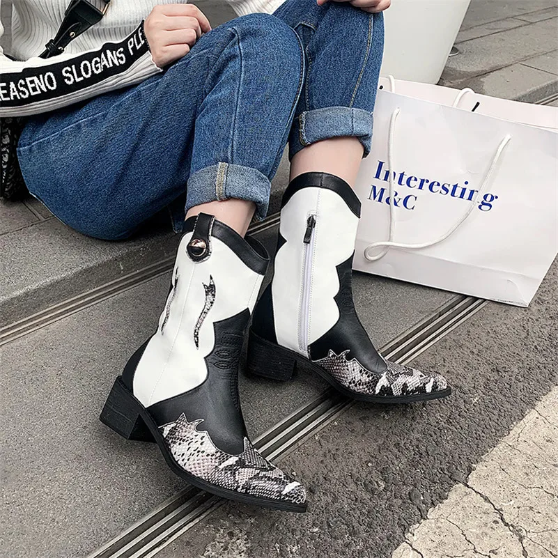 FEDONAS/модные женские сапоги до середины икры из натуральной кожи с принтом сезон