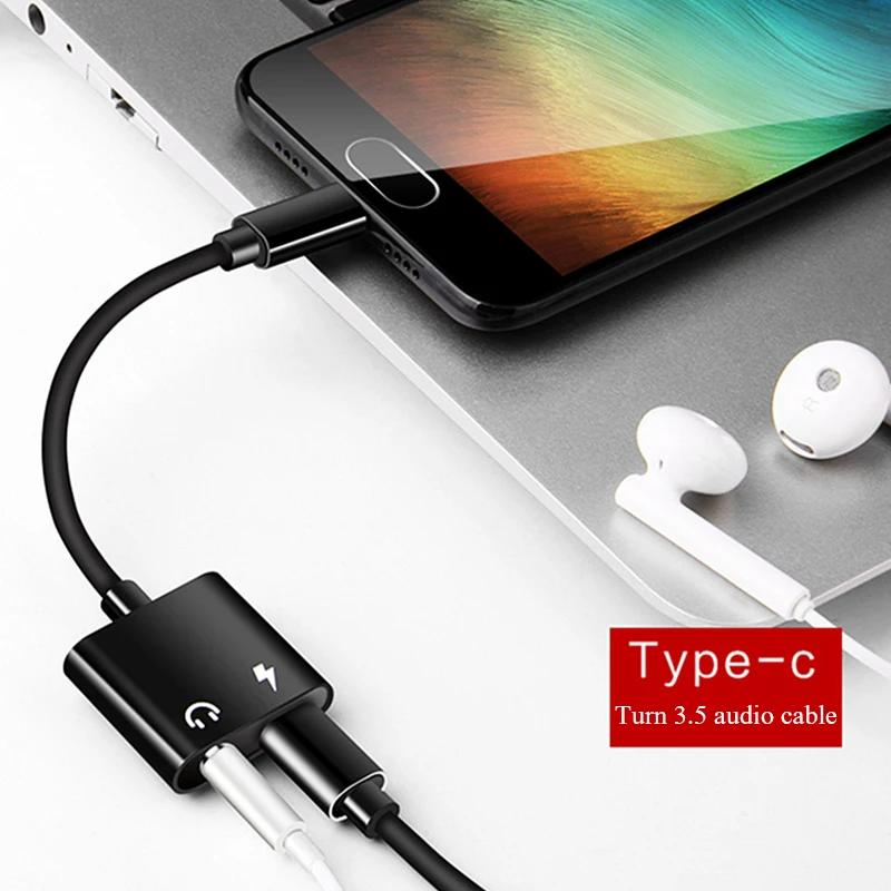 Usb type C адаптер зарядное устройство аудио кабель 2 в 1 тип-c до 3,5 мм разъем для наушников вспомогательный конвертер для Xiaomi сплиттер кабель