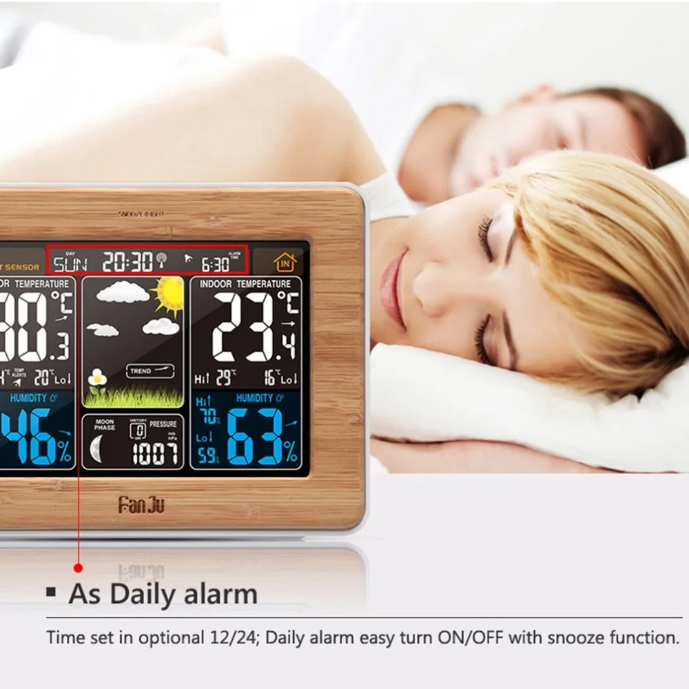 Electronic Digital LCD Desk Clock Wireless Weather Station Forecast Temperature Humidity Barometer Monitor Table | Дом и сад