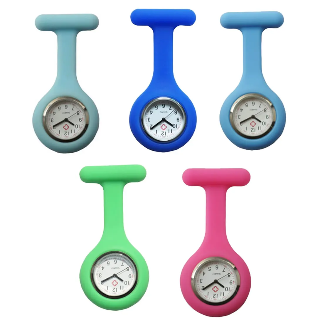 5PCs/Lot Pocket Watch Clip-On Fob Quartz Brooch Hanging Rubber Silicone Nurse Watch Fashion Casual Men Women Relogio Feminino