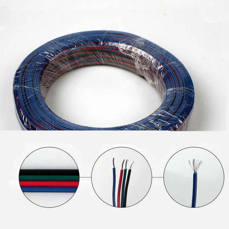 Гибкая светодиодная лента RGB 20 м светильник Удлинительный кабель 4-контактный