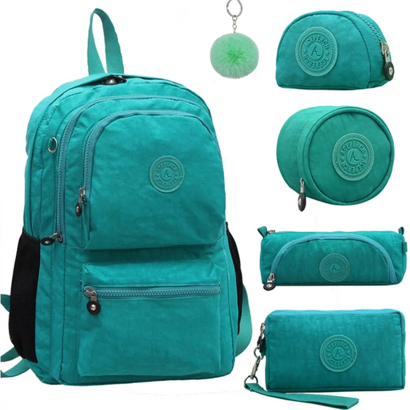 5pcs and monkey ACEPERCH женские оригинальные рюкзаки Mochila Mujer Escolar Feminina, школьная сумка для девочки-подростка, нейлоновый Водонепроницаемый женский рюкзак - Цвет: 5pcs and monkey
