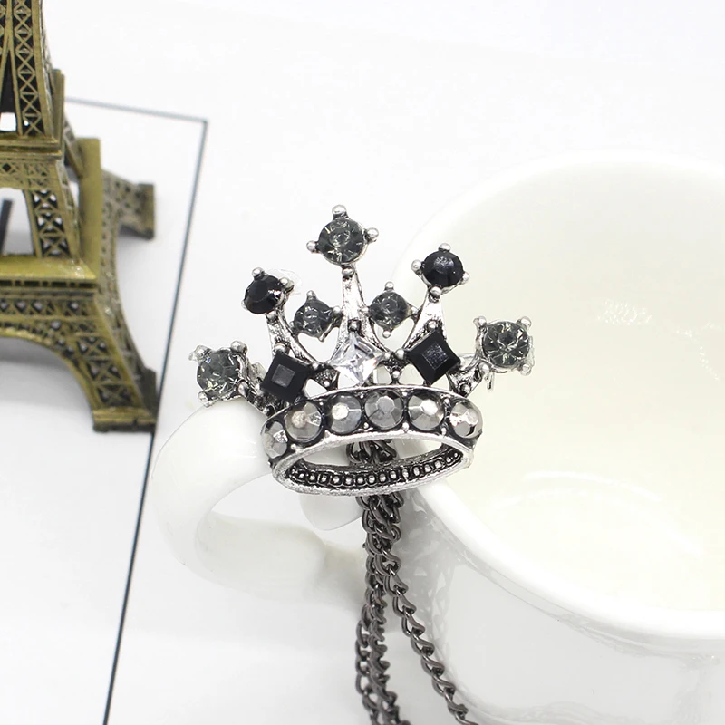 Черные стразы значок с изображением короны брошь крыльями ангела Крест Меч ужин