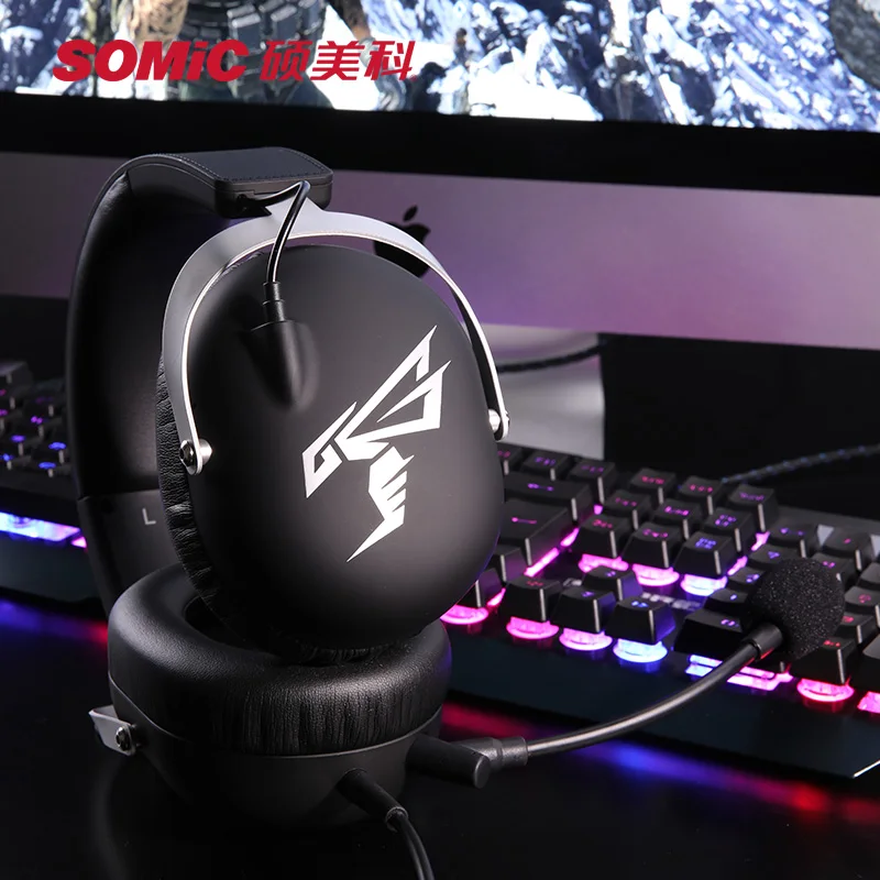 SOMIC игровые гарнитуры usb 7 1 виртуальные наушники шлем с микрофоном для PS4 ПК