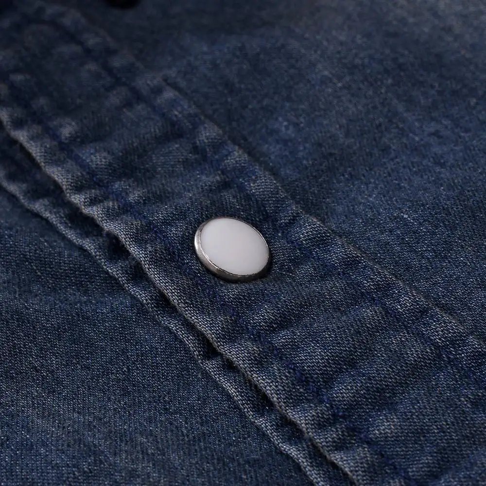 Jeans Men Shirts Casual Denim Shirt for Short sleeve Dress Blouse Slim fit Blue Gray | Мужская одежда