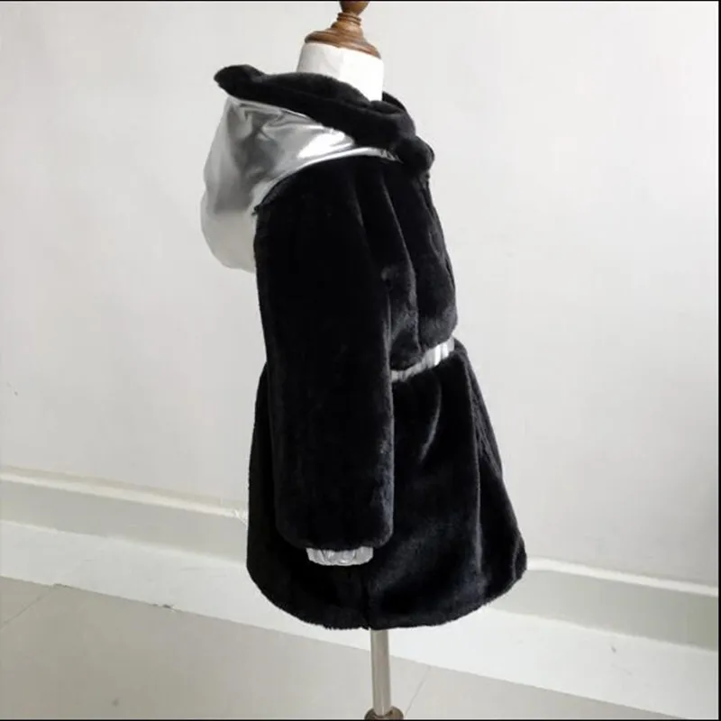 Girls Jacket Thick Warm Waistcoat Baby Faux Rabbit Fur Coats 2019 Winter Kids Cotton Hooded Zipper Children OuterwearN309 | Детская