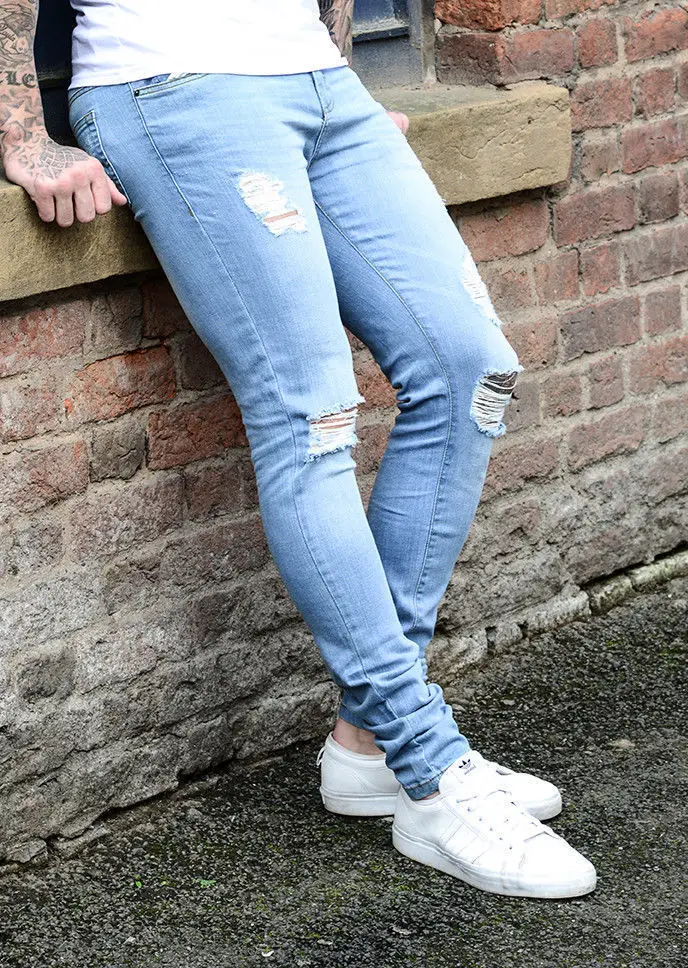 Новые обтягивающие джинсы в стиле хип-хоп мужские модные хлопковые брюки