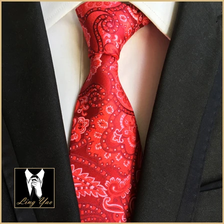 

Unique Design Neckties 8cm Formal Classic Red Floral Tie High Quality Fashion Gentlemen Woven Gravata with for Men