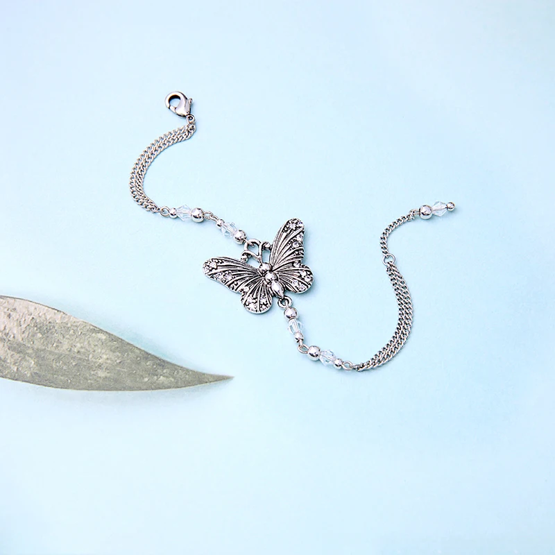 Винтажные Ювелирные наборы серебристого цвета Бохо бабочки кристаллический