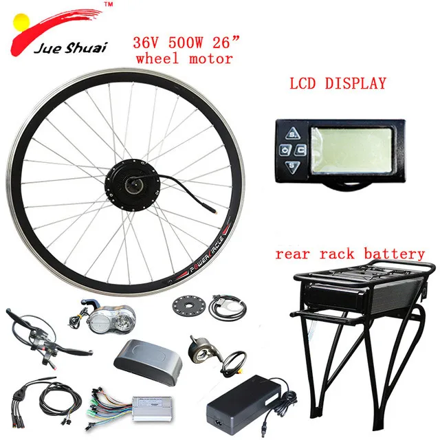 500W LCD 26inch 36 в 250 Вт 350 Вт 500 Вт комплект для переоборудования электрического велосипеда ПЕРЕДНЯЯ СТУПИЦА двигателя колеса 36 В 10AH Ebike E велосипед конверсионный комплект Bicicleta Электрический - Цвет: 500W LCD 26inch