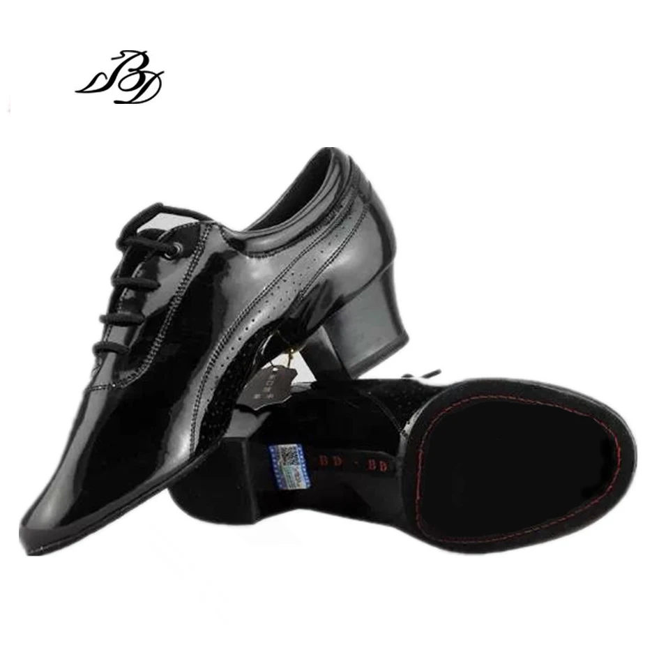 Ballroom Dance Shoes Men Shoe Sneakers Latin Shoes Adult Two soles Teacher Practice National standard Shoes Patent Leather BD424