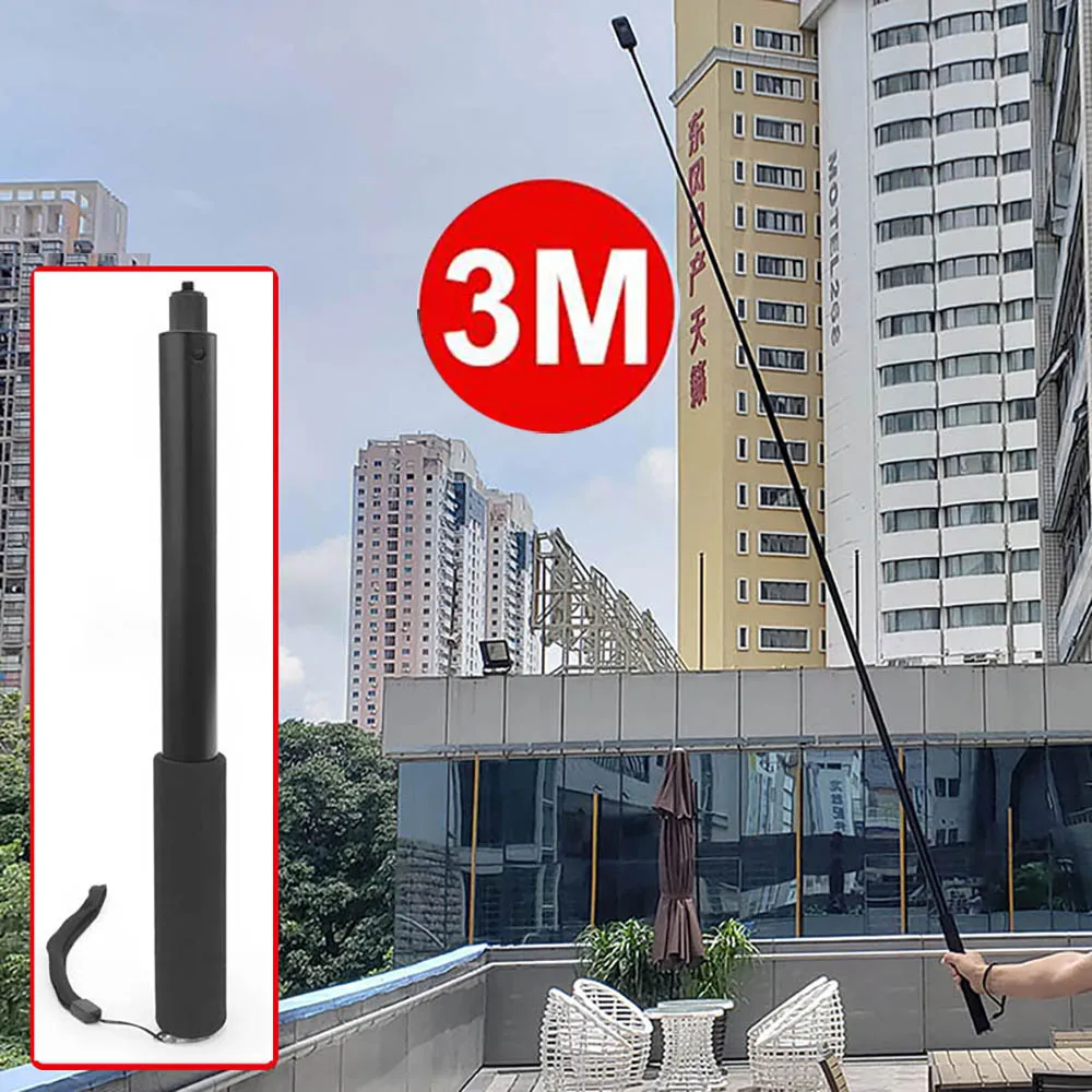 Монопод для селфи 3 м из алюминиевого сплава для Insta360 One X/DJI OSMO Action/Pocket/Gopro Hero 8 7 6 5 Sjcam аксессуары для камеры