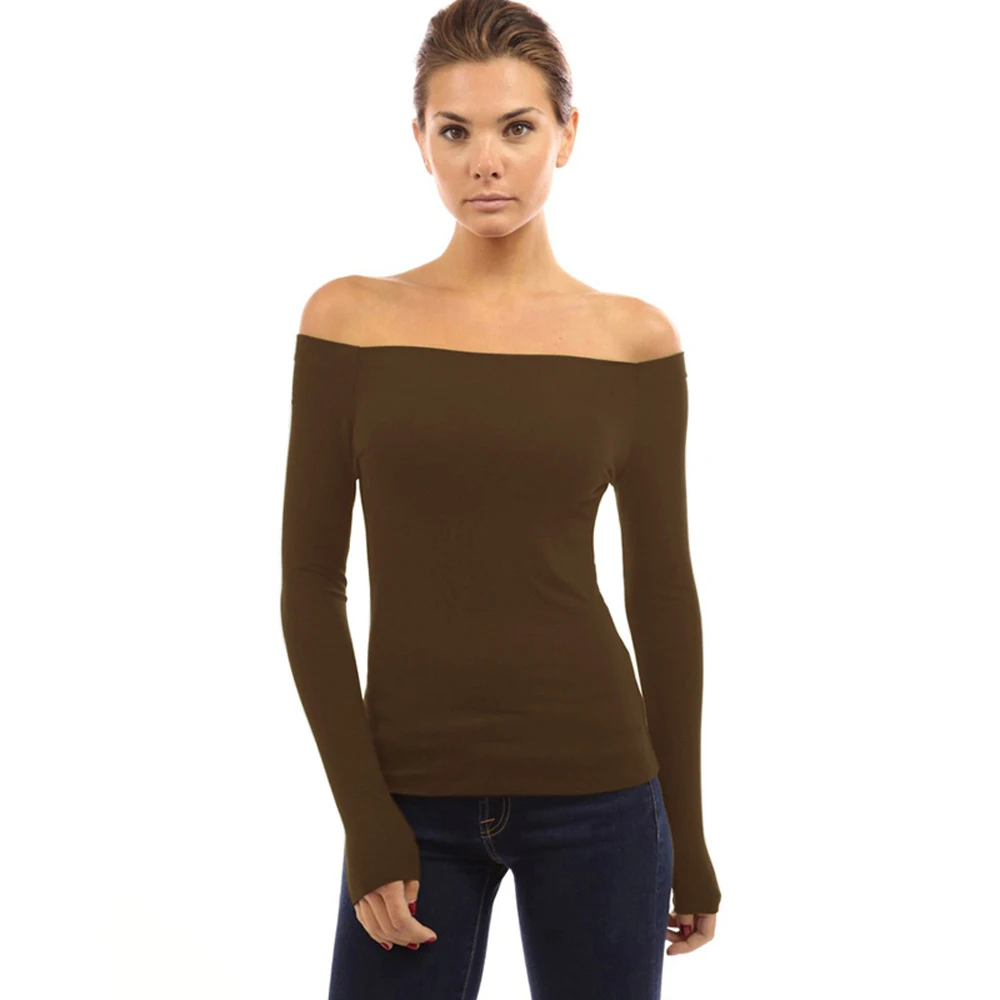 Женские рубашки с открытыми плечами и длинным рукавом элегантная рубашка