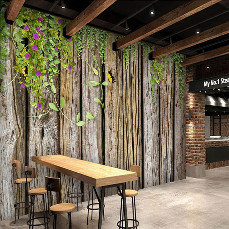 Фотообои с зеленой лозой и деревянным фоном настенные бумажные обои на заказ для