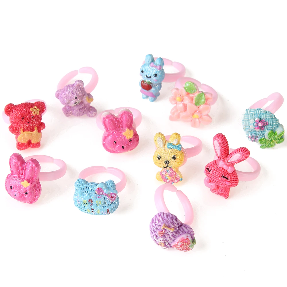 50 шт. разноцветные пластиковые кольца в стиле ретро с героями мультфильмов