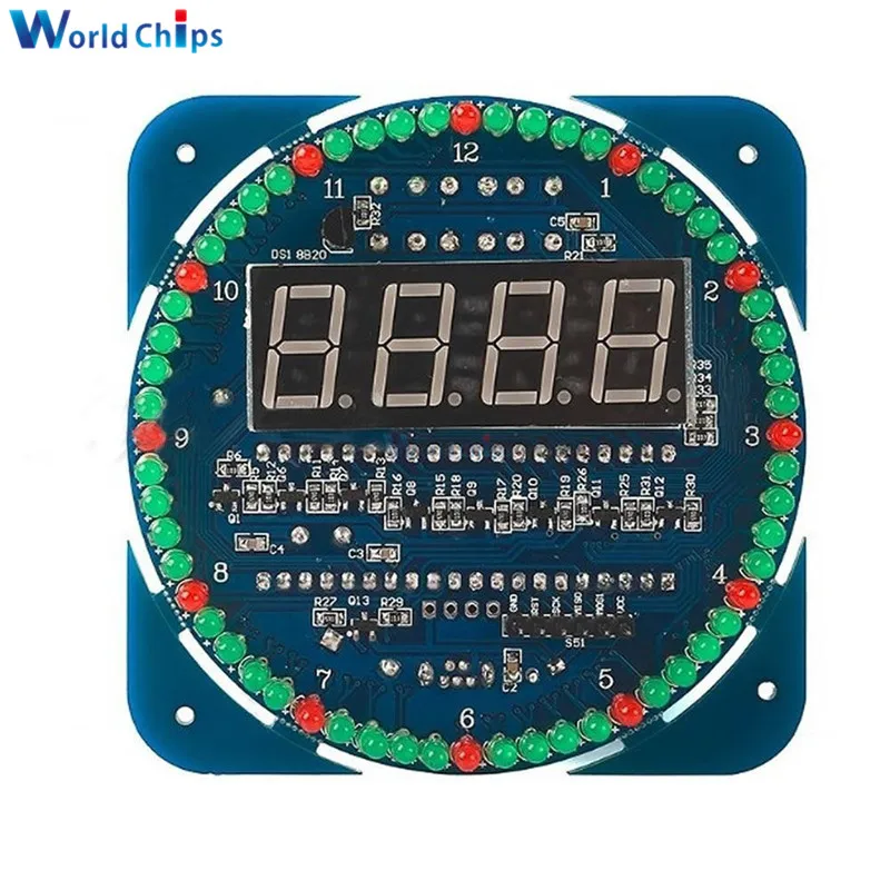 4 цифровых 60ds1302z DS1302 вращающиеся светодиодные часы будильник модуль температуры