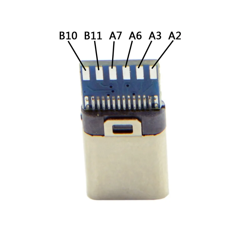 DIY 24pin USB 3 1 Тип C Штекерный разъем SMT типа с 5 мм SR и крышкой корпуса черного