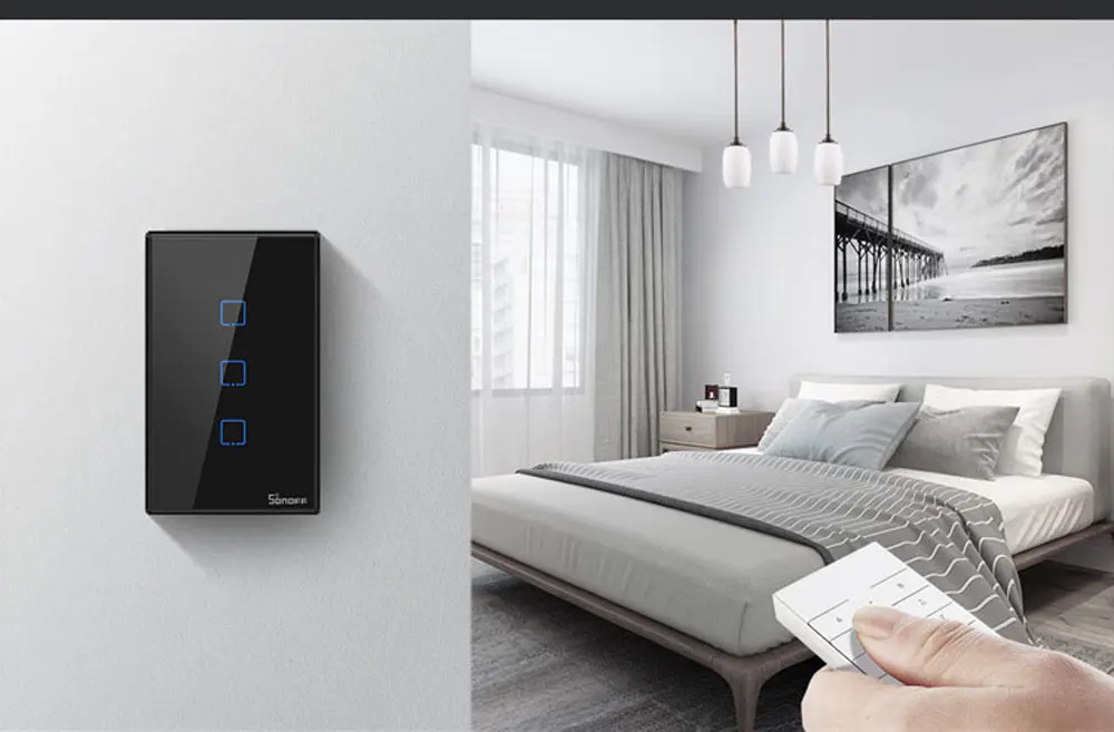 Itead Sonoff T3US 120 Размеры 1/2/3 TX 433 МГц RF удаленным управлением переключатель Wi-Fi с границы работает с Amazon Alexa Google Home IFTTT