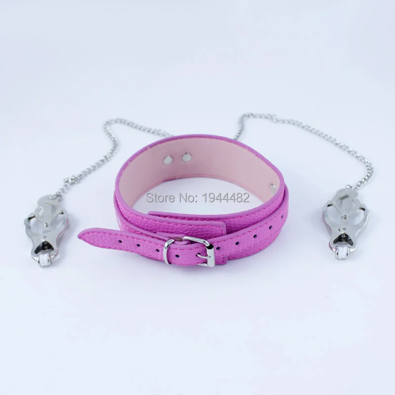 SODANDY секс рабский ошейник из искусственной кожи Латекс БДСМ с зажимами для сосков