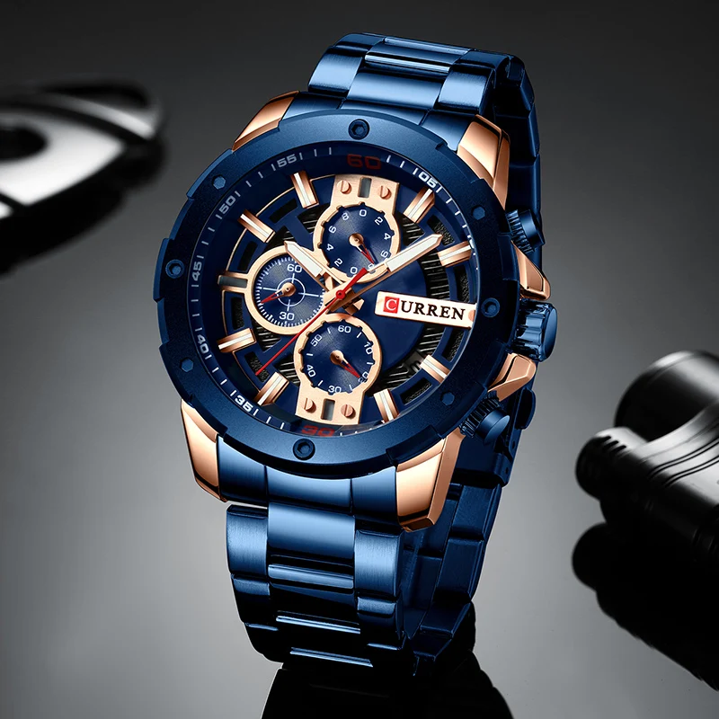 Мужские Аналоговые кварцевые часы CURREN роскошные бизнес-часы