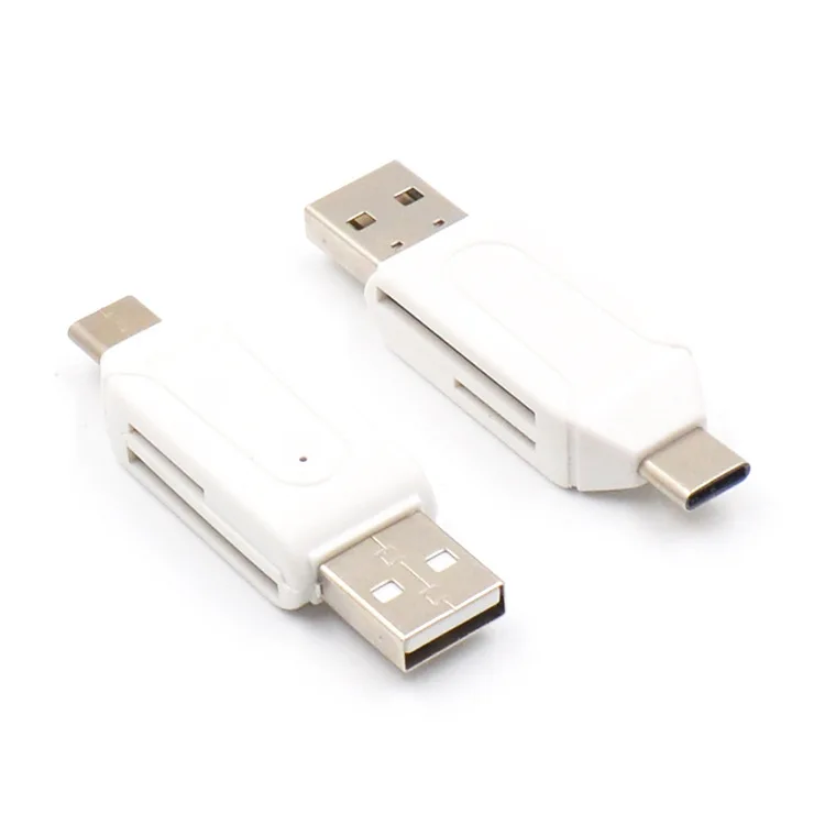 2 в 1 USB OTG кардридер Универсальный Тип C OTG TF/SD кардридер телефонный удлинитель-Переходник USB C OTG адаптер