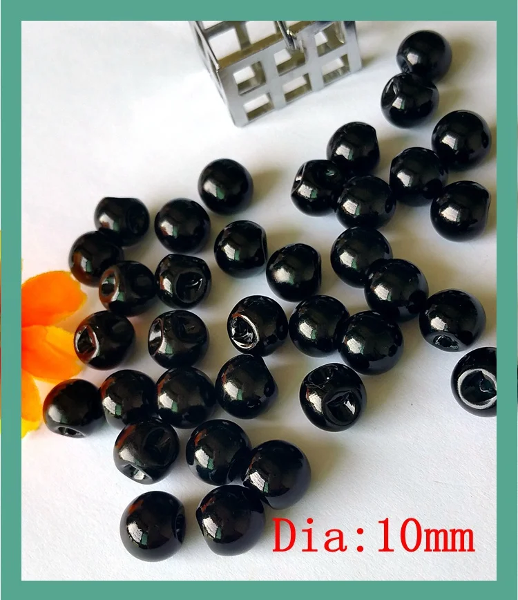 

200pcs side hole ,Black plastic Imitation Pearl Button Bulk 10mm Round loose Buttons for Craft Scrapbooking Products Accessories