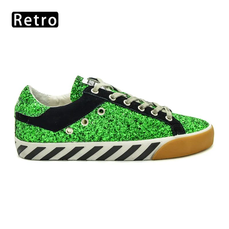 green shoes CANGMA Блестящие Кроссовки Дизайнерская обувь Мужская Высокое качество Многоцветный расшитая блестками ткань дышащая мужская модная обувь трендовая обувь - Цвет: green shoes