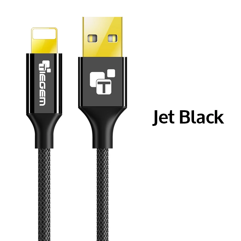 Jet Black USB кабель для iPhone 7 6 Plus TIEGEM Быстрая зарядка USB кабель для iPhone7 6s Plus 5 SE iPad Air Mini зарядное устройство кабели для мобильных телефонов - Цвет: Jet Black