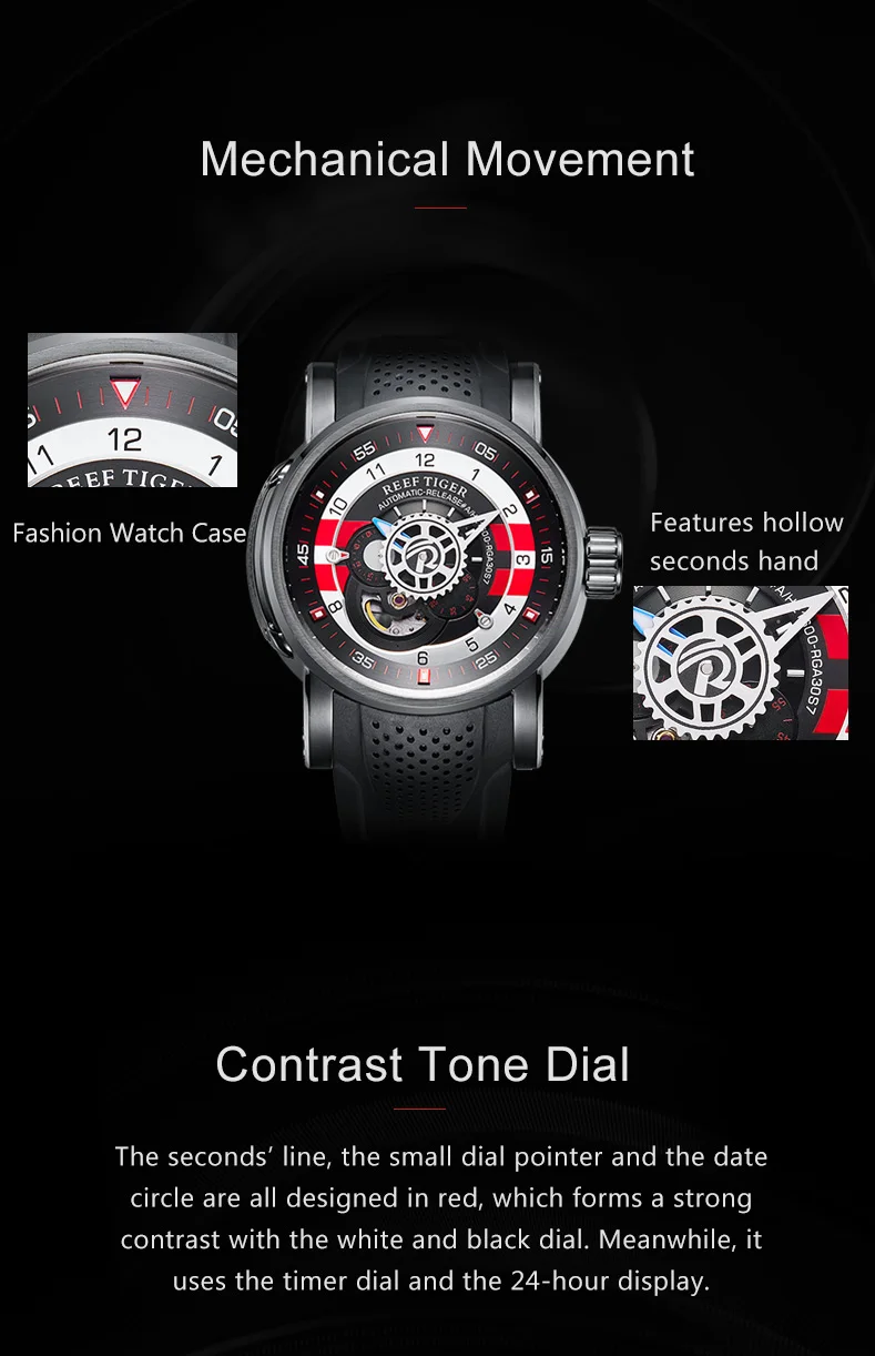 Риф Тигр/RT Топ бренд Роскошные спортивные часы Reloj Hombre мужские механические водонепроницаемые автоматические часы Relogio Masculino RGA30S7