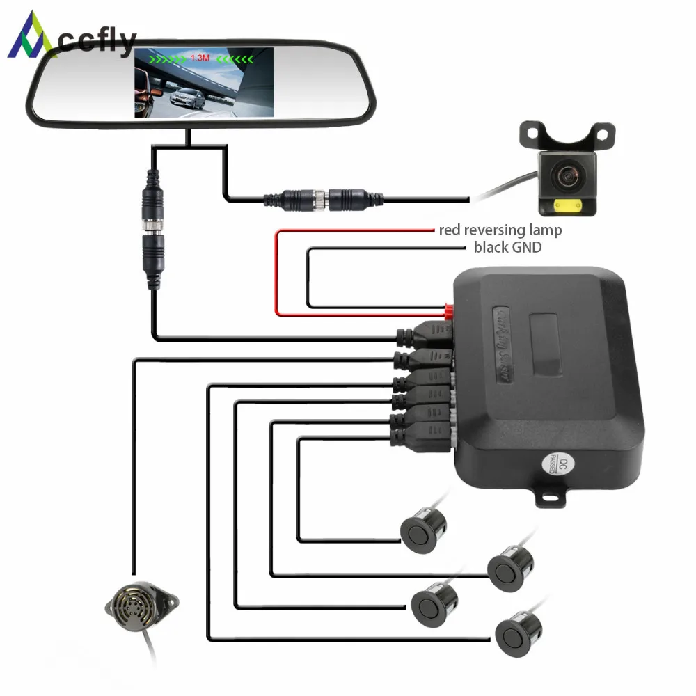 Водонепроницаемая камера заднего вида с датчиком парковки Accfly автомобильная