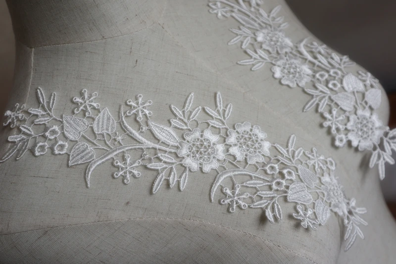 1 пара кружевной воротник с цветочной аппликацией белый вышивкой свадебные