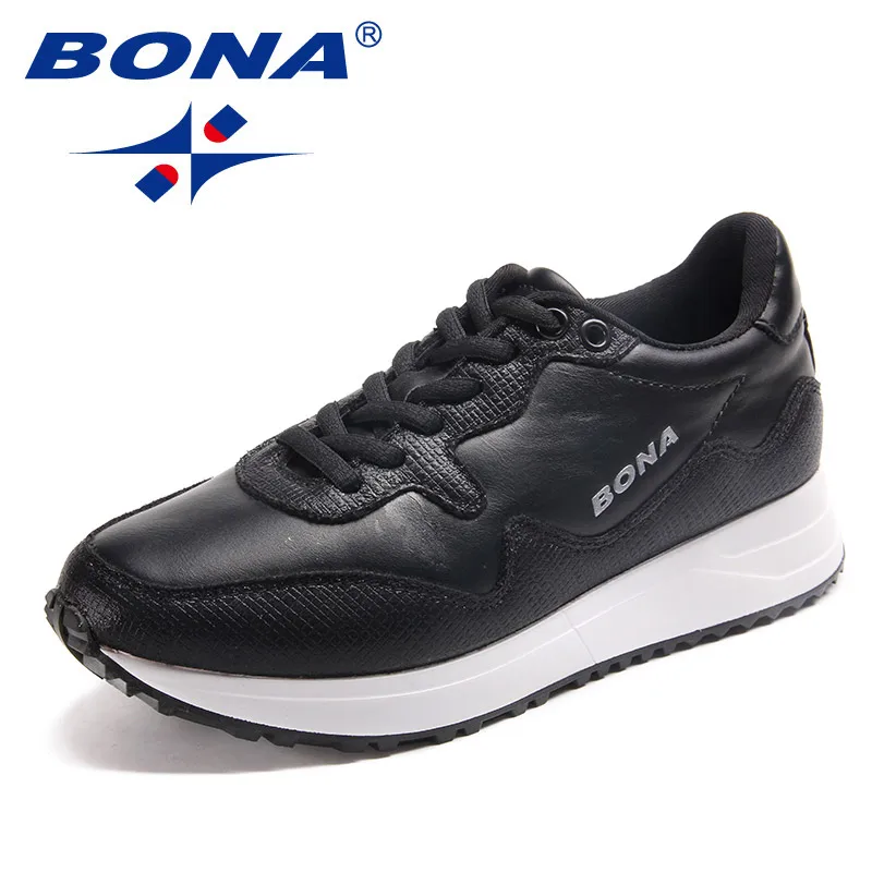 BLACK BONA/Новое поступление; типичный стиль; женские кроссовки на шнуровке; женская спортивная обувь; удобные уличные кроссовки для бега; - Цвет: BLACK