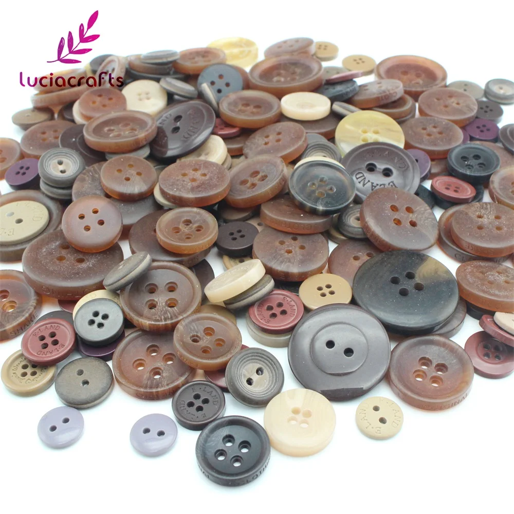 Lucia crafts 50 г/лот мульти параметр круглые полимерные пуговицы материалы для одежды DIY Швейные аксессуары ручной работы 2/4 отверстия E0402
