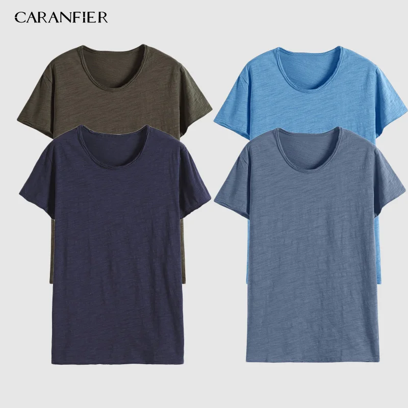 CARANFIER 3 шт. 4 5 футболка летняя новая мужская с коротким рукавом Лоскутная