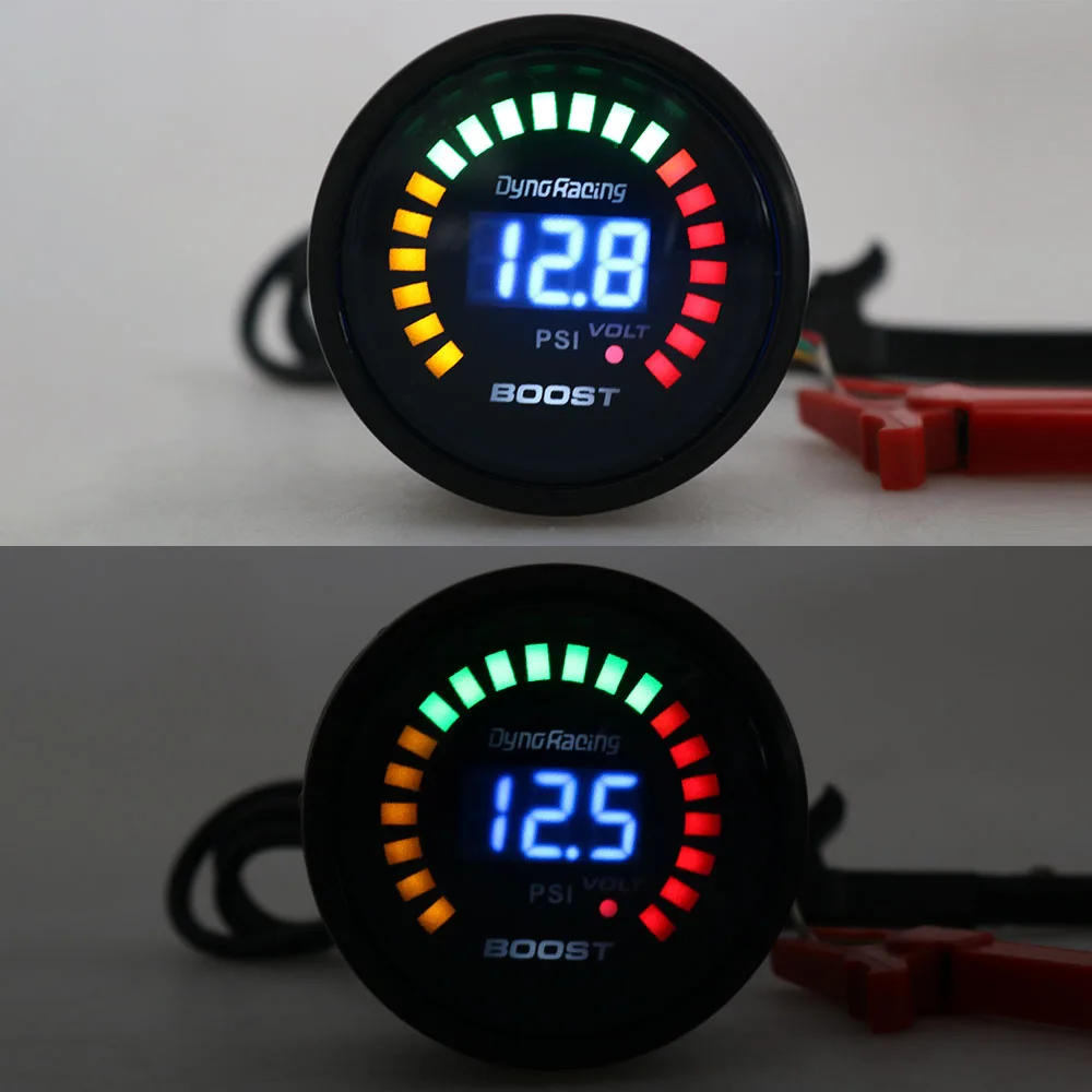 Dynoracing 52 мм 20 светодиодов цифровой автомобильный турбо Boost Gauge гоночный метр