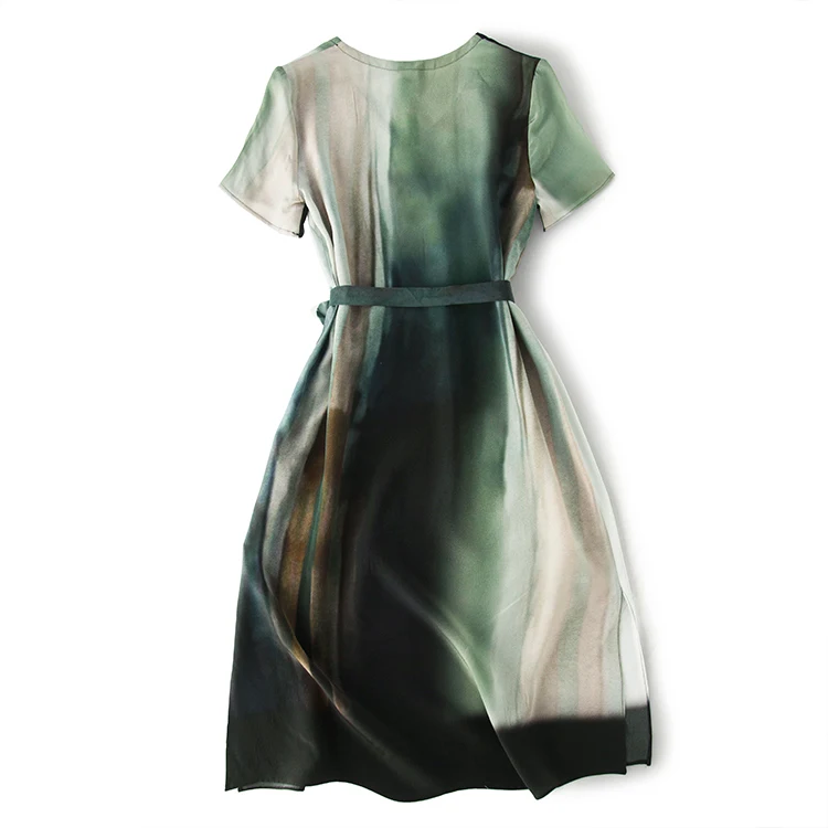 Шелк тутового шелкопряда 19 мм шелк темно зеленое постепенное изменение с v