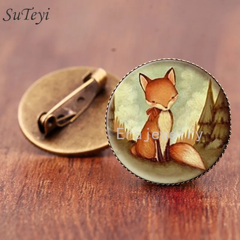 SUTEYI, классический стиль, винтажная Лисичка, брошь на булавке, ювелирное изделие, стекло, лесное создание, акварельные броши, животное, художественное изображение, ювелирное изделие