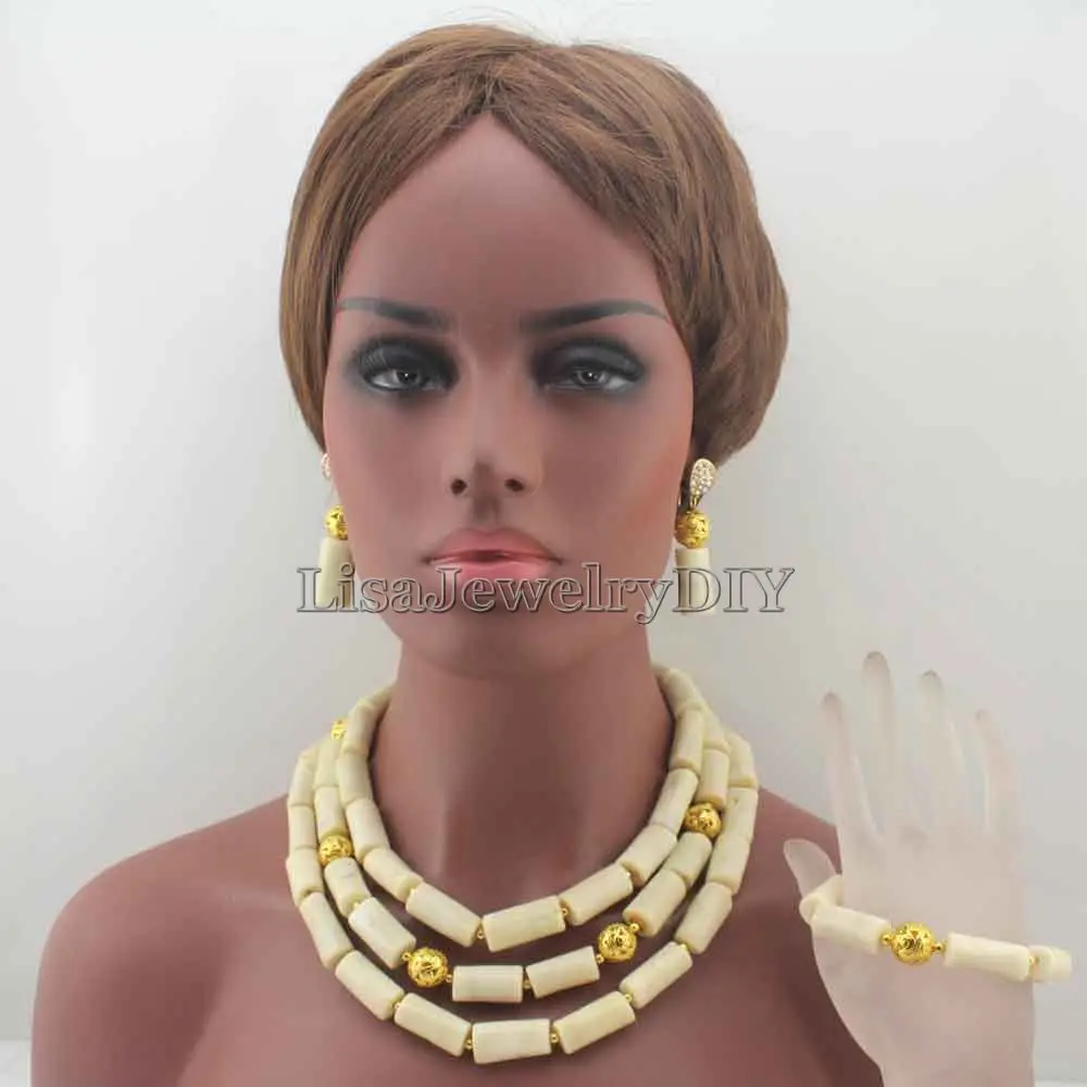 

Gorgeous White Coral Necklaces Nigerian African Wedding Coral Beads Jewelry Set Free Shipping HD8103