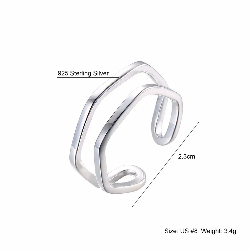Dorado 100% 925 Sterling Silver Irregular Geometric Open Finger Ring Women Wedding Party Casual Jewelry | Украшения и аксессуары