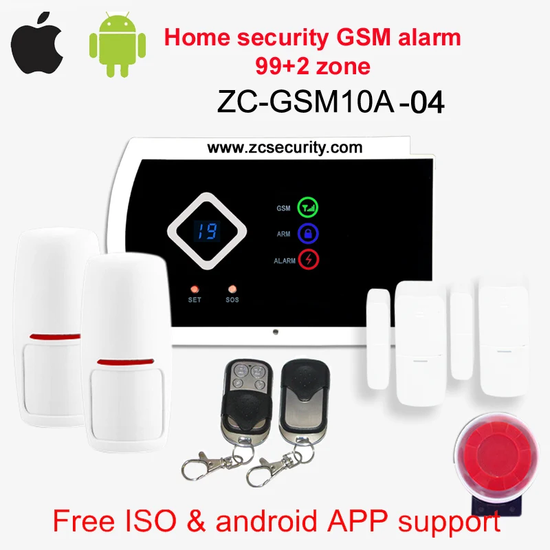 Беспроводная и Проводная 101 зоны ISO& android Поддержка приложения домашняя Безопасность GSM сигнализация - Цвет: G10A04