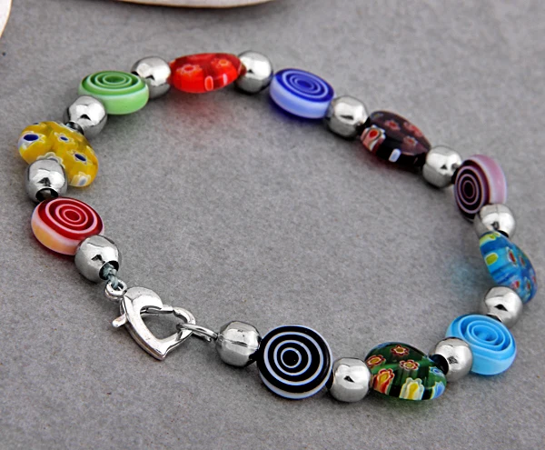 1 шт./лот модный браслет milleфиори в форме сердца разноцветный из муранского