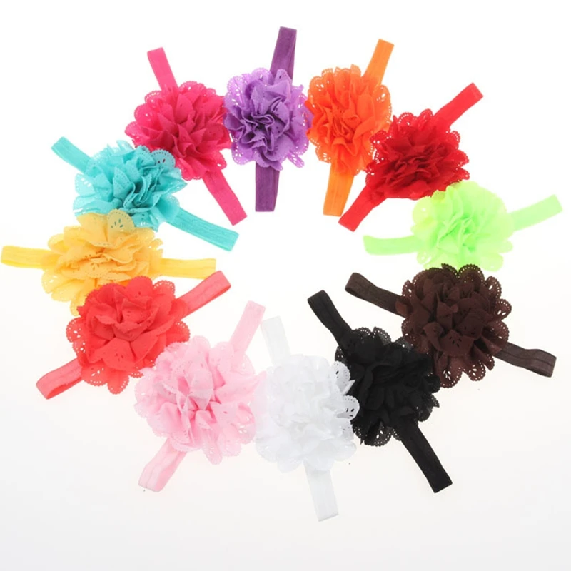 Детские вечерние повязки на голову разноцветные Сетчатые эластичные с цветком