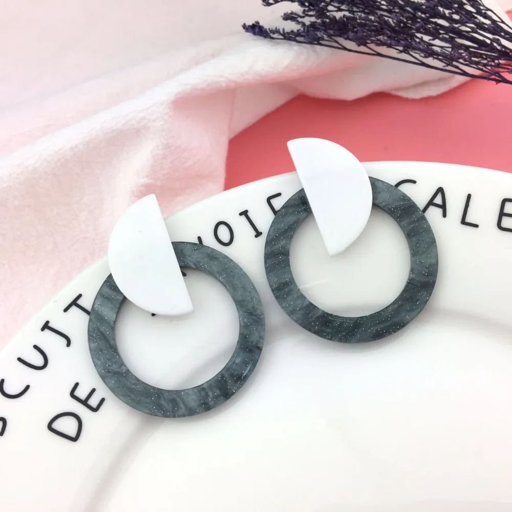 Серьги DoreenBeads акриловый ушной штифт геометрические квадратные круглые