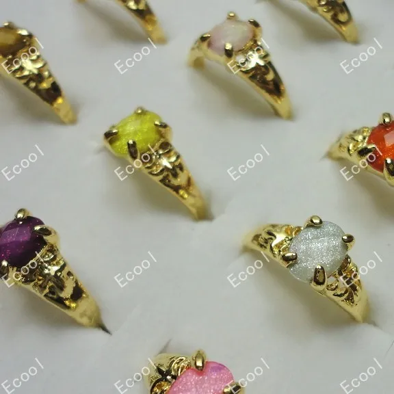 300Pcs Fashion Acrylic Classic Gold Rings For Women Rhinestone Whole Sale Bulk Lots Free Shipping RL023