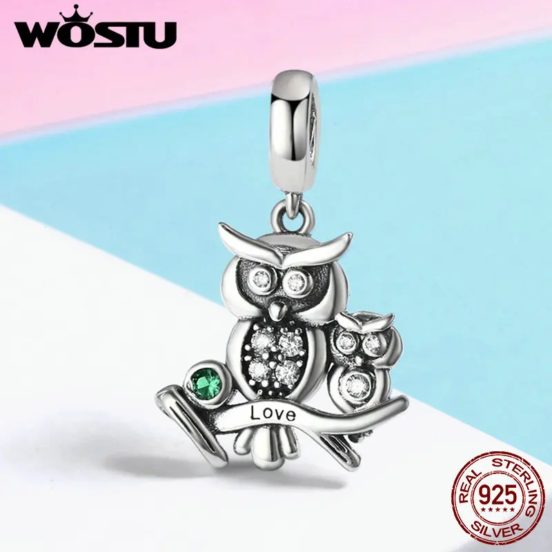 WOSTU Аутентичные 100% Стерлинговое Серебро 925 пробы милые сова любовь сюжетные