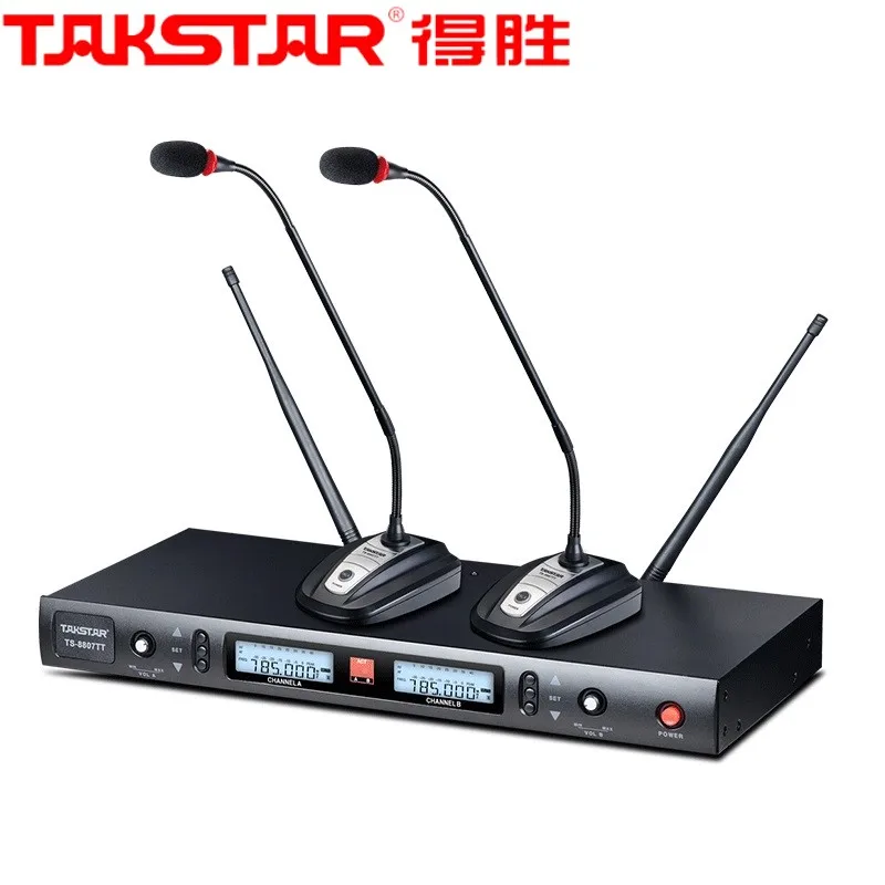 Takstar TS-8807TT двойной канал частоты UHF беспроводной микрофон тюнер разнообразие микрофон конференц-связи для обучения конференции Па